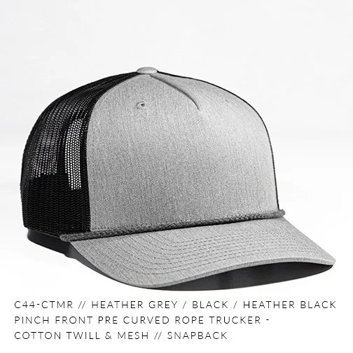 c44-CTMR // Pre Curved Pinch Rope Trucker Hat - Cotton Twill